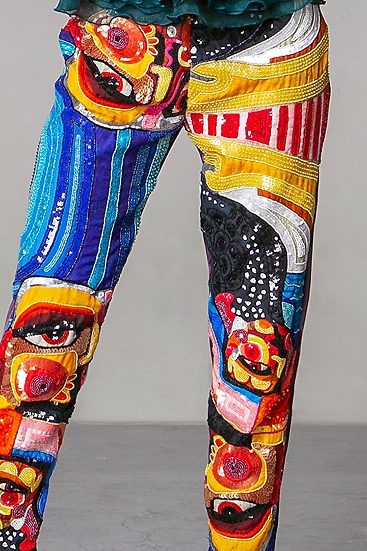 Multi Colored Printed Pants by Siddartha Tytler at Pernia's Pop Up Shop