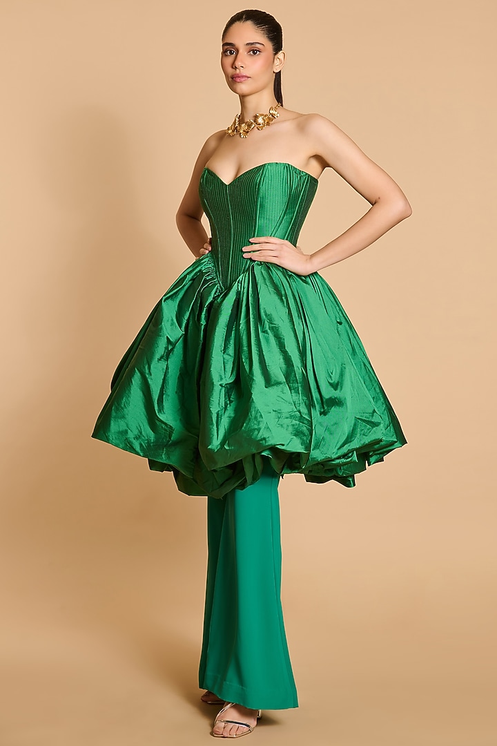 Green Taffeta Bauble Corset by Siddartha Tytler at Pernia's Pop Up Shop