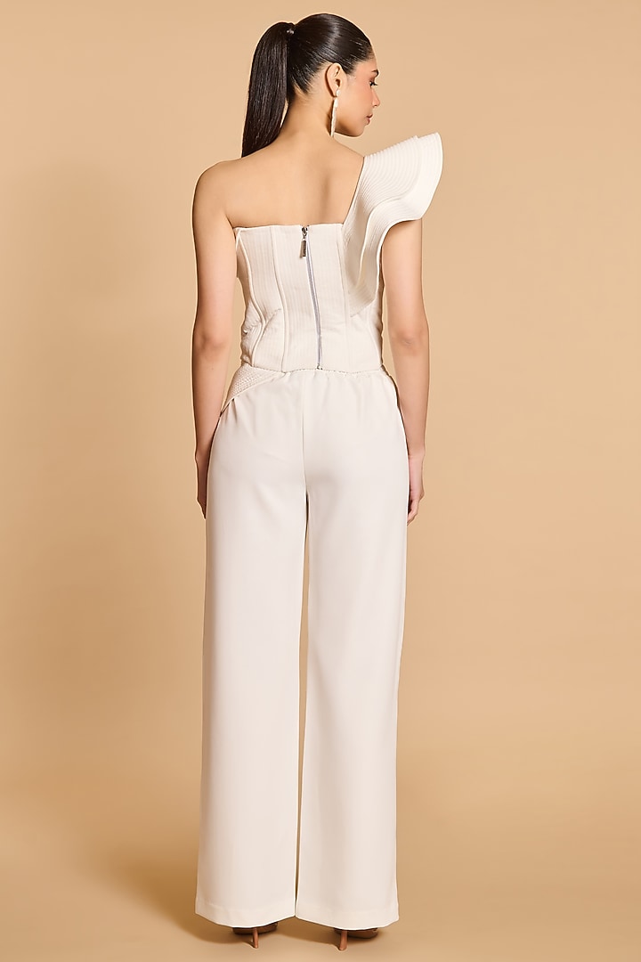 Ivory Microfiber Pants by Siddartha Tytler at Pernia's Pop Up Shop
