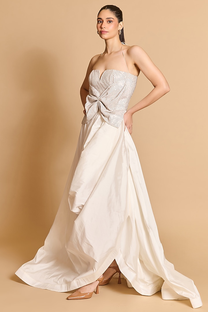 Ivory Taffeta Corset Wedding Gown by Siddartha Tytler at Pernia's Pop Up Shop