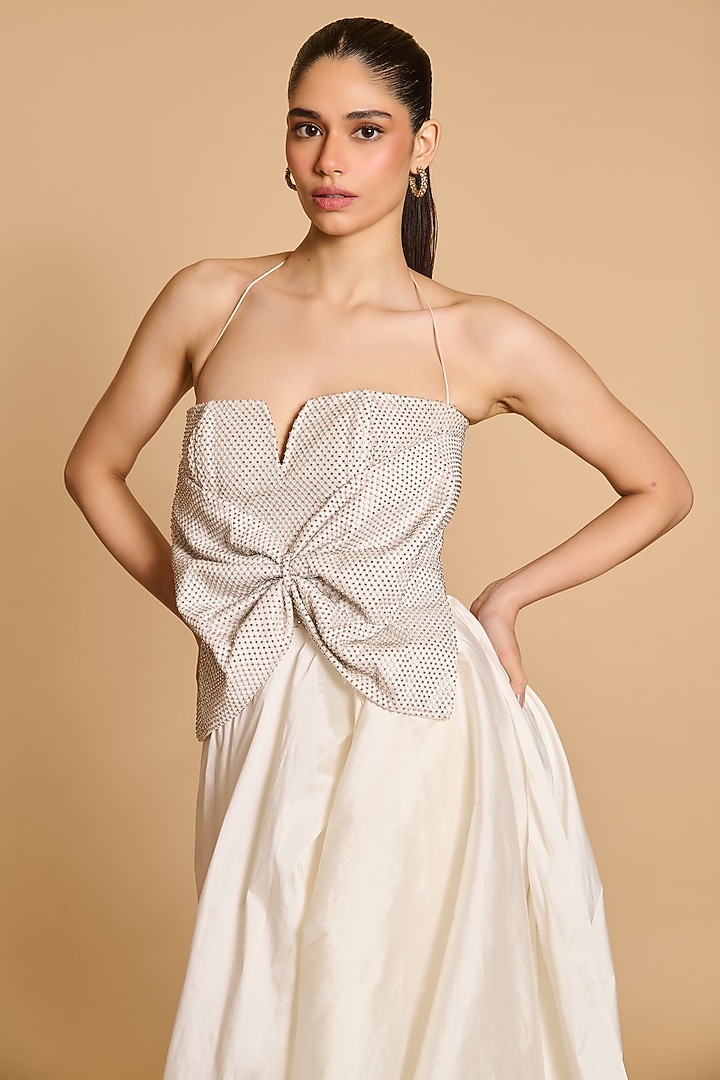 Ivory Taffeta Corset Wedding Gown by Siddartha Tytler at Pernia's Pop Up Shop