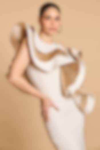 Ivory Microfiber Triple Layered Structural Corset by Siddartha Tytler at Pernia's Pop Up Shop