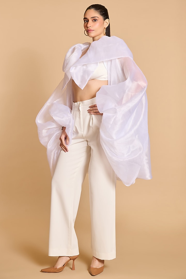 Ivory Organza Bauble Opera Jacket by Siddartha Tytler at Pernia's Pop Up Shop