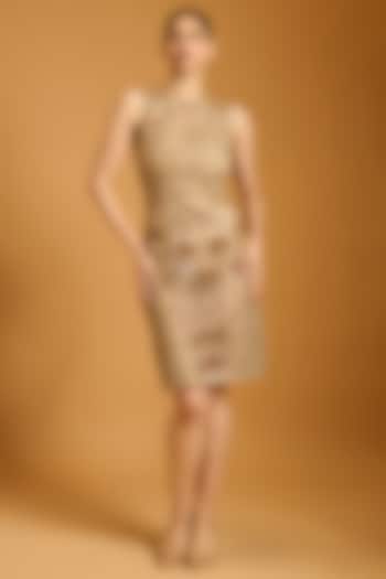 Gold Net Embroidered Party Wear Dress by Siddartha Tytler at Pernia's Pop Up Shop