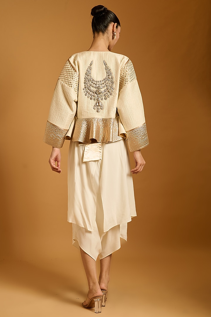 Ivory Rayon Flap Dhoti Pants by Siddartha Tytler at Pernia's Pop Up Shop