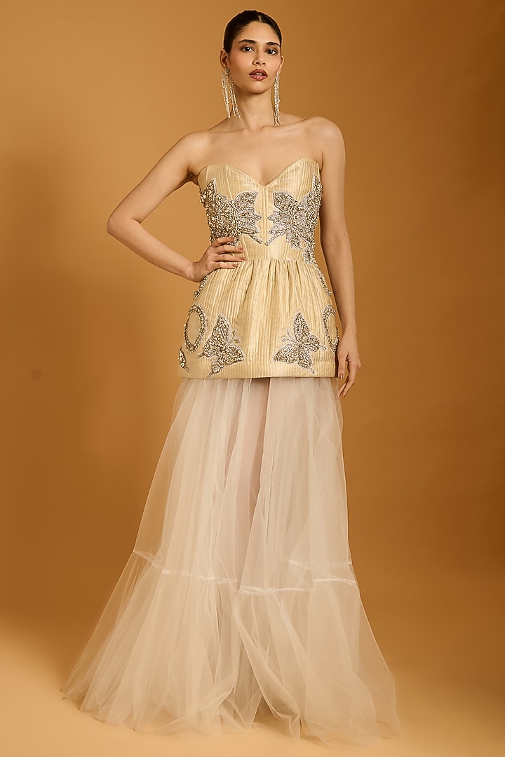 Vanilla Tulle & Net Skirt by Siddartha Tytler at Pernia's Pop Up Shop