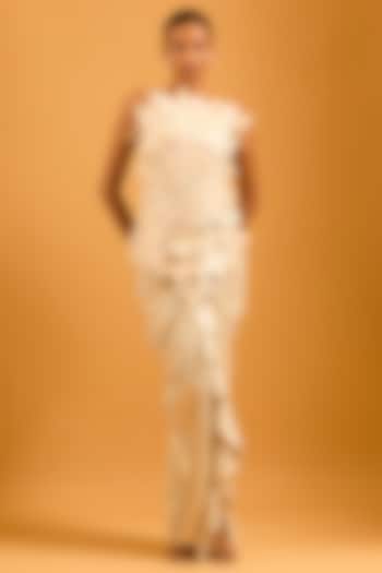 Gold Liquid Spandex Draped Skirt by Siddartha Tytler at Pernia's Pop Up Shop