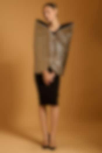 Black & Gold Taffeta Cocoon Cape by Siddartha Tytler at Pernia's Pop Up Shop