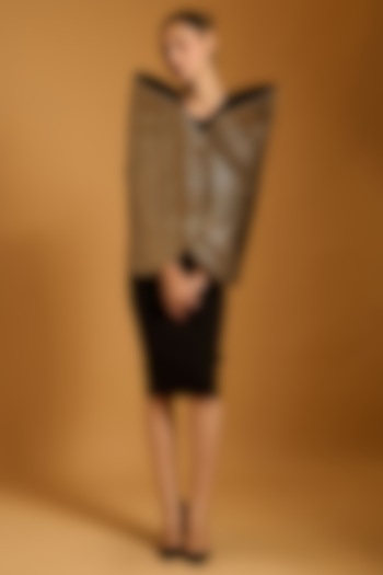 Black Heavy Knit & Microfiber Pencil Vacation Dress by Siddartha Tytler at Pernia's Pop Up Shop