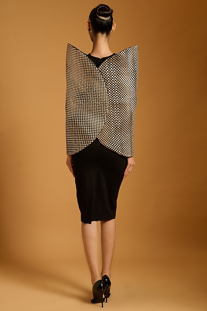 Black Heavy Knit & Microfiber Pencil Vacation Dress by Siddartha Tytler at Pernia's Pop Up Shop
