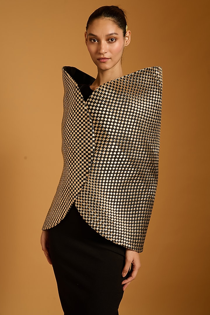 Black Heavy Knit & Microfiber Pencil Vacation Dress by Siddartha Tytler at Pernia's Pop Up Shop