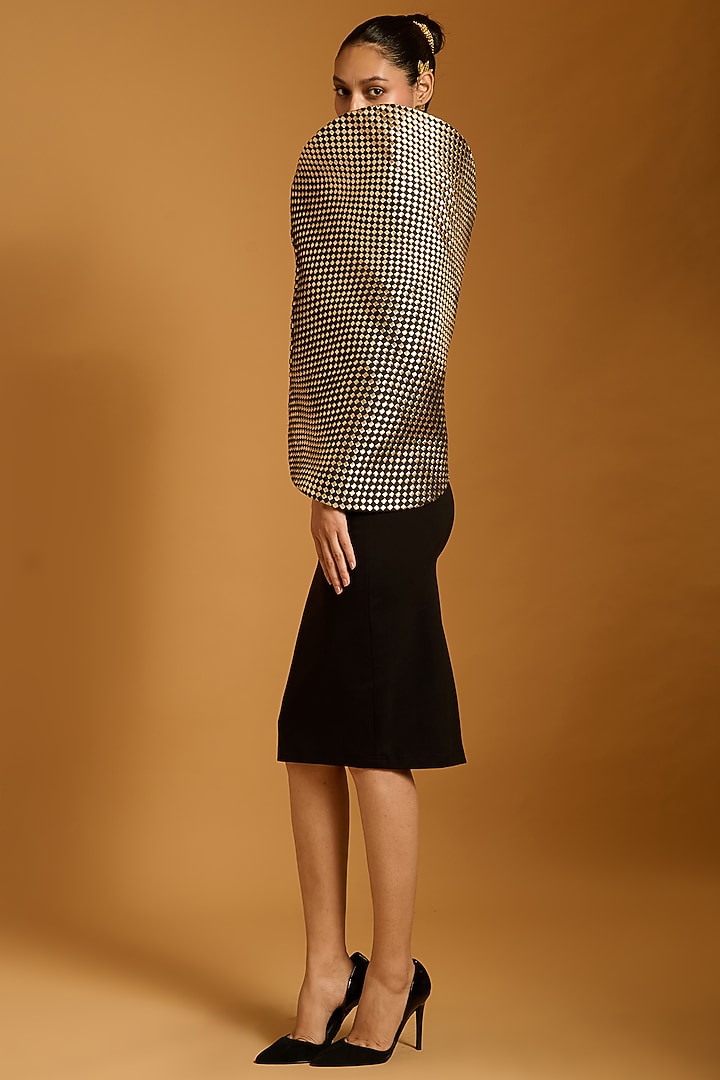 Black Heavy Knit & Microfiber Pencil Vacation Dress by Siddartha Tytler at Pernia's Pop Up Shop