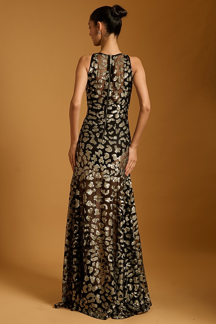 Black Net Sequins embroidered Wedding Gown by Siddartha Tytler at Pernia's Pop Up Shop
