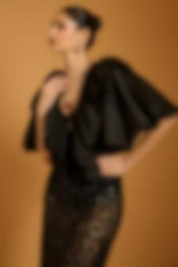 Black Poly Silk Zipper Top by Siddartha Tytler at Pernia's Pop Up Shop