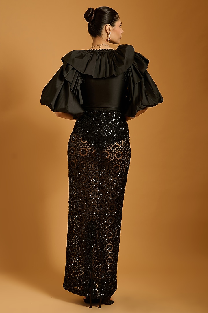 Black Poly Silk Zipper Top by Siddartha Tytler at Pernia's Pop Up Shop