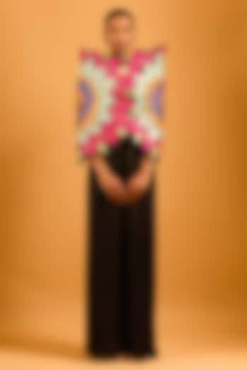 Black Lycra Satin Pleated Pants by Siddartha Tytler at Pernia's Pop Up Shop