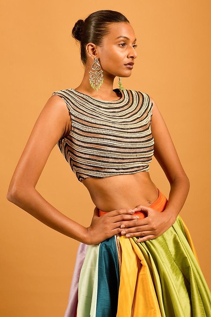 Multi-Colored Net Embroidered Top by Siddartha Tytler at Pernia's Pop Up Shop