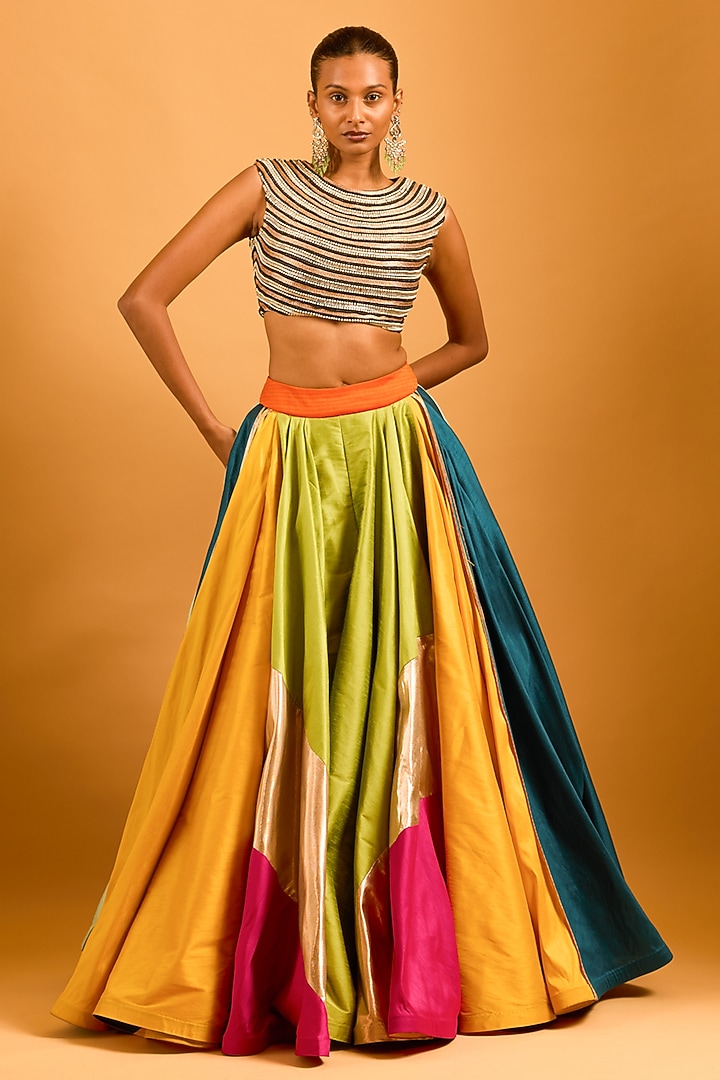 Multi-Colored Net Embroidered Top by Siddartha Tytler at Pernia's Pop Up Shop
