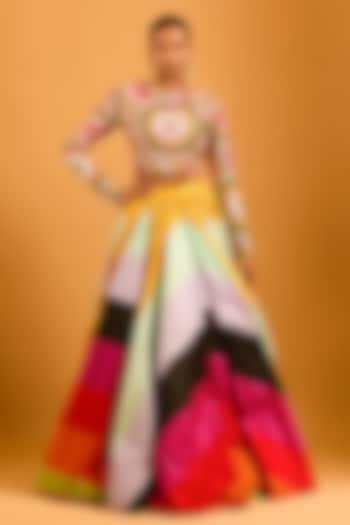 Multi-Colored Dupion Motif Work Top by Siddartha Tytler at Pernia's Pop Up Shop