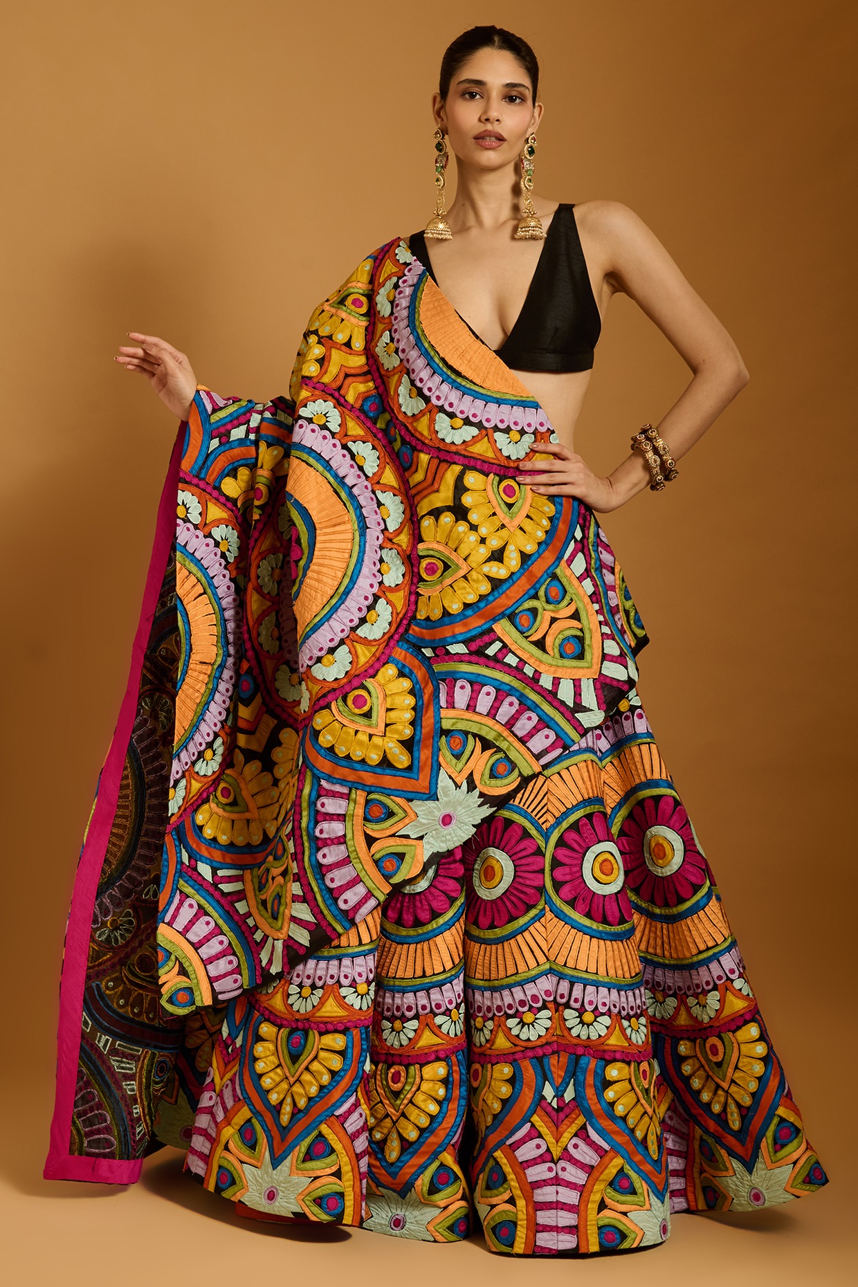 Siddartha Tytler Multi-Colored Raw Silk & Dupion Lehenga Set