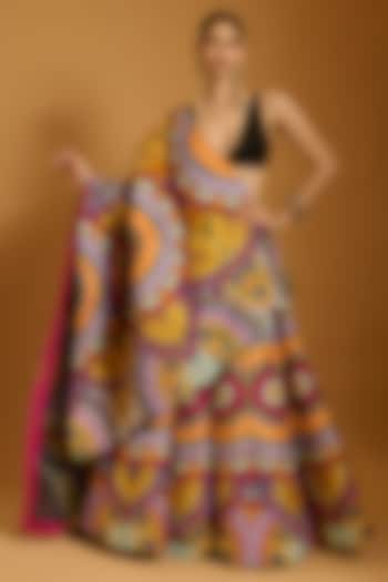 Multi-Colored Raw Silk & Dupion Bridal Lehenga Set by Siddartha Tytler at Pernia's Pop Up Shop