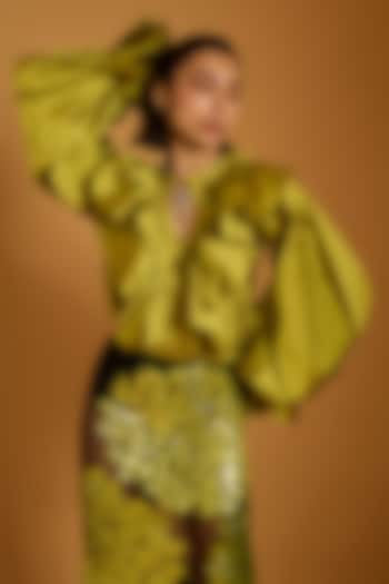 Acid Green Silk Shirt by Siddartha Tytler at Pernia's Pop Up Shop