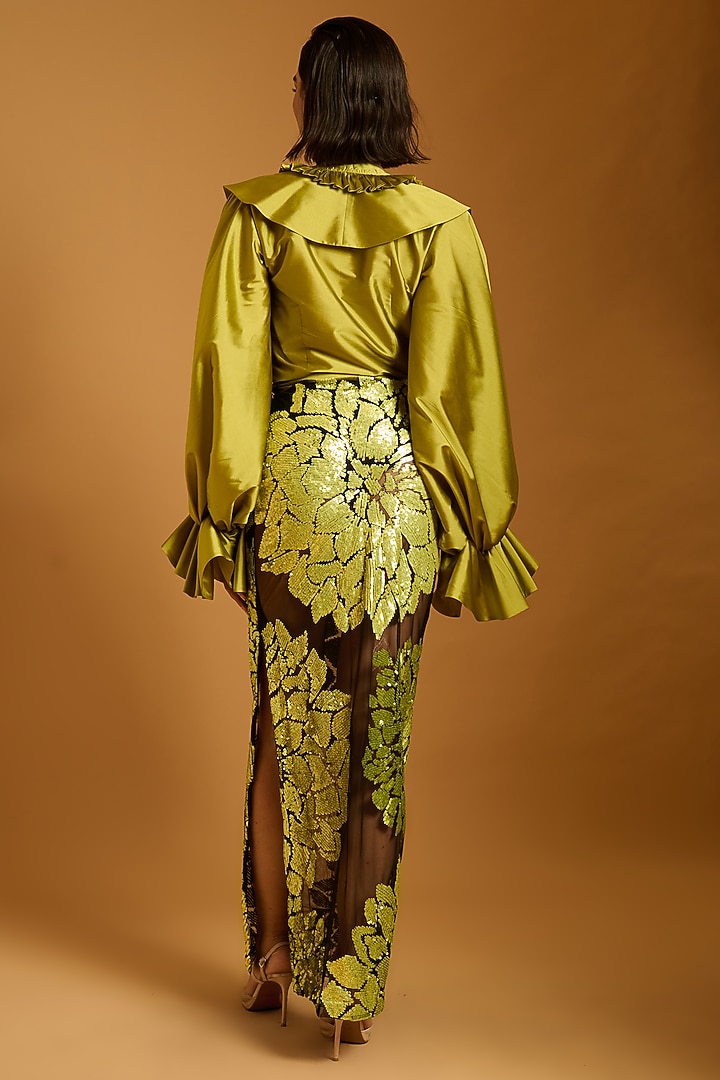 Acid Green Silk Shirt by Siddartha Tytler at Pernia's Pop Up Shop