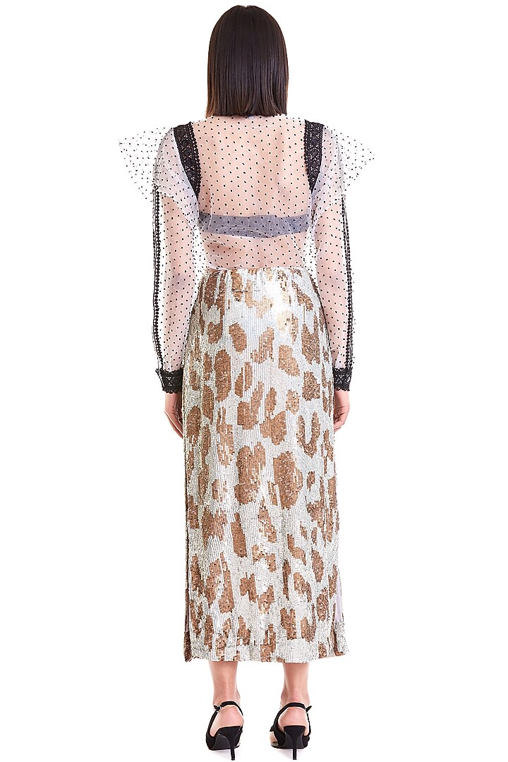 Pewter & Copper Printed Skirt by Siddartha Tytler at Pernia's Pop Up Shop