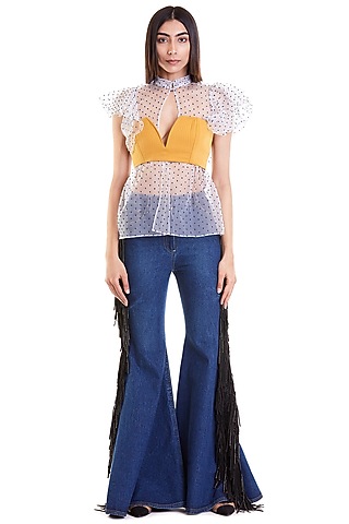 Mustard Quilted Bustier by Siddartha Tytler