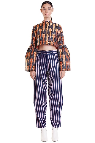 Rust Embroidered Crop Jacket by Siddartha Tytler