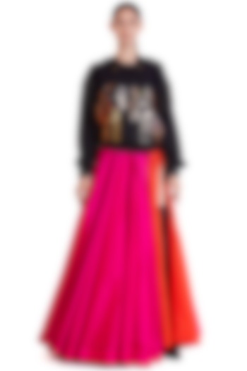 Black Embroidered Jumper With Fringe by Siddartha Tytler at Pernia's Pop Up Shop