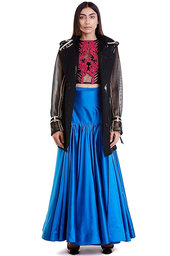 Black Neoprene Trench Coat by Siddartha Tytler at Pernia's Pop Up Shop