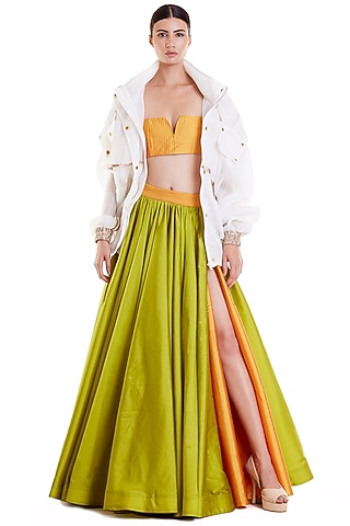 White & Gold Neoprene Mesh Jacket by Siddartha Tytler