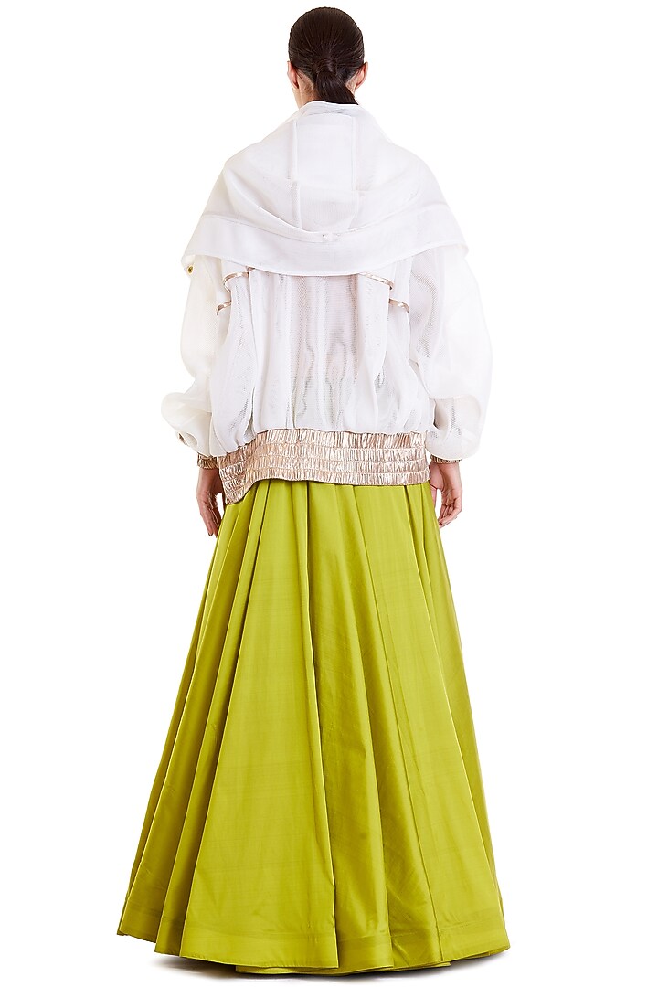 White & Gold Neoprene Mesh Jacket by Siddartha Tytler at Pernia's Pop Up Shop