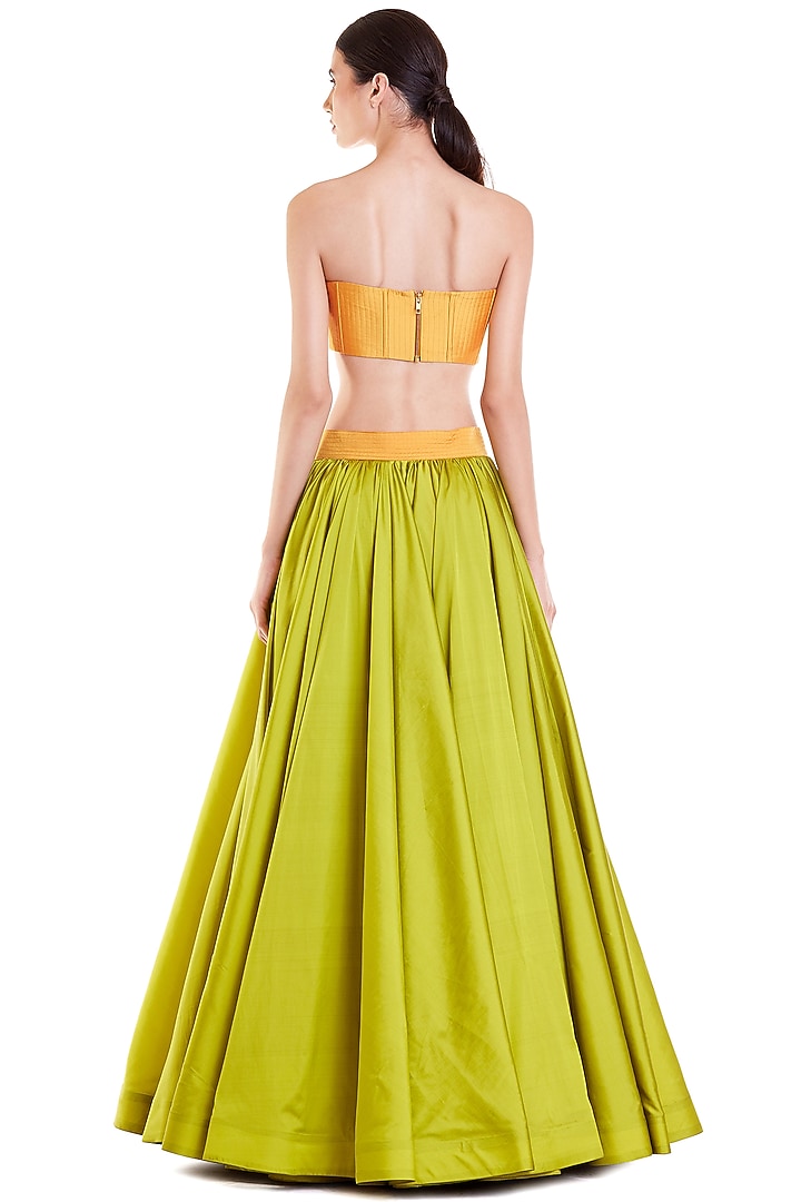 Mustard Taffeta Quilted Bustier by Siddartha Tytler at Pernia's Pop Up Shop