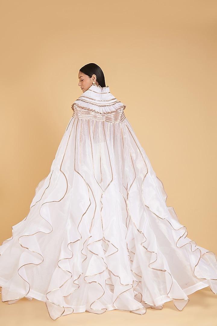 Ivory & Gold Organza Cape by Siddartha Tytler at Pernia's Pop Up Shop