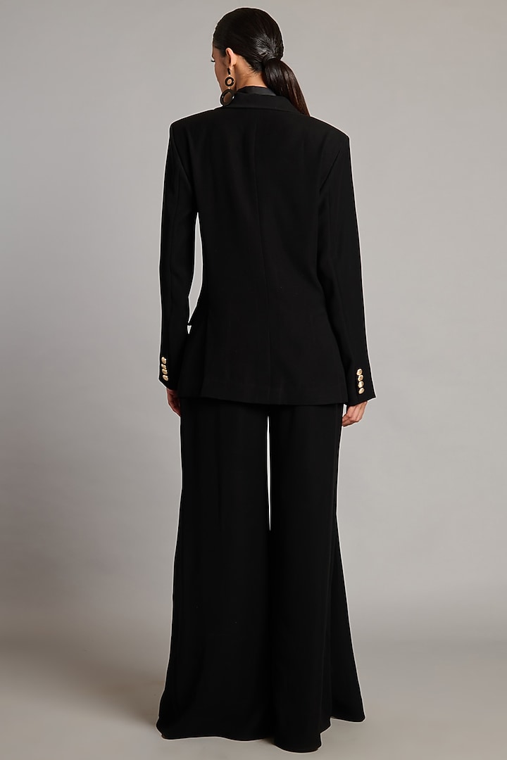 Black Microfiber & Knit Blazer Set by Siddartha Tytler at Pernia's Pop Up Shop