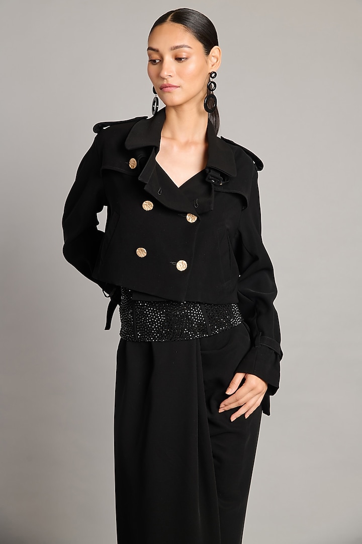 Black Microfiber & Knit Waist Belt by Siddartha Tytler at Pernia's Pop Up Shop