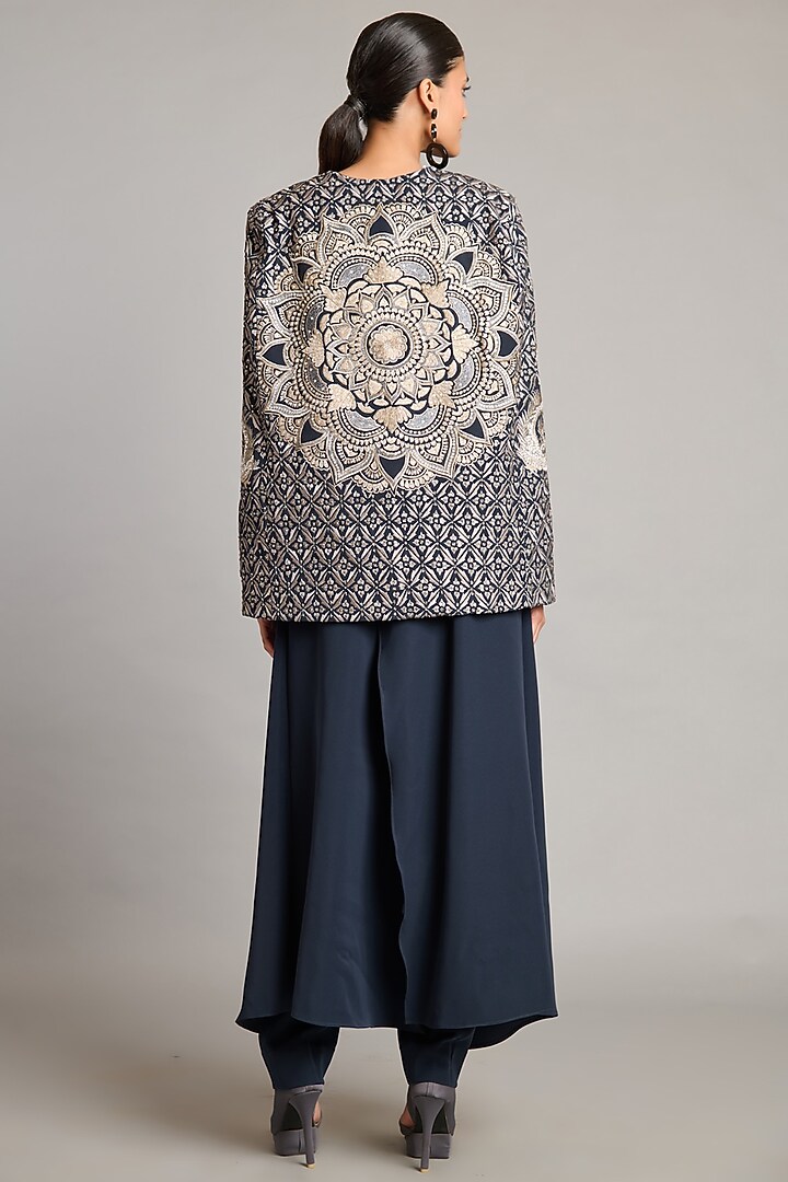 Slate Grey Microfiber & Heavy Knit Flap Pants by Siddartha Tytler at Pernia's Pop Up Shop