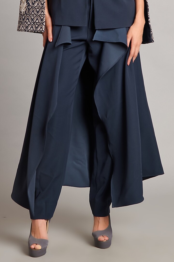Slate Grey Microfiber & Heavy Knit Flap Pants by Siddartha Tytler at Pernia's Pop Up Shop