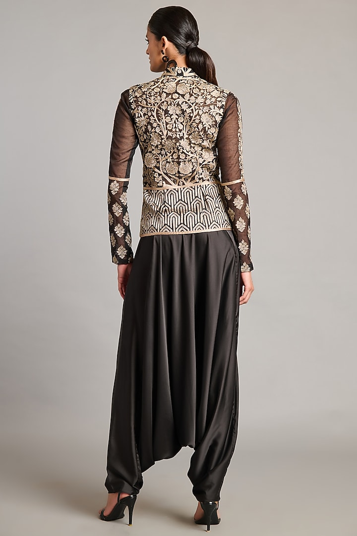 Black Satin Zouave Pants by Siddartha Tytler at Pernia's Pop Up Shop