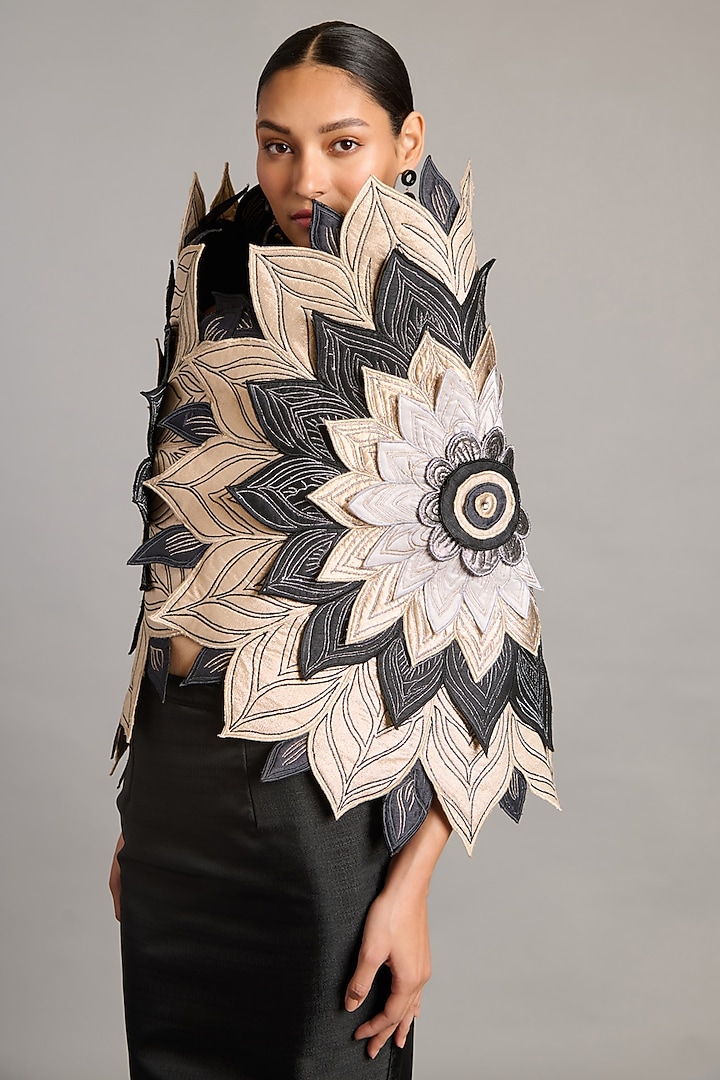 Metallic Taffeta & Lamme Cocoon Cape by Siddartha Tytler at Pernia's Pop Up Shop