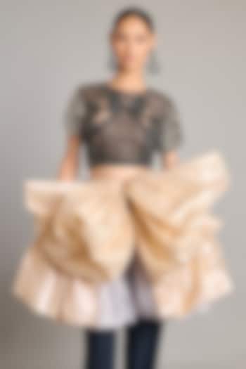 Gunmetal Colored Net Embroidered Sheer Top by Siddartha Tytler at Pernia's Pop Up Shop
