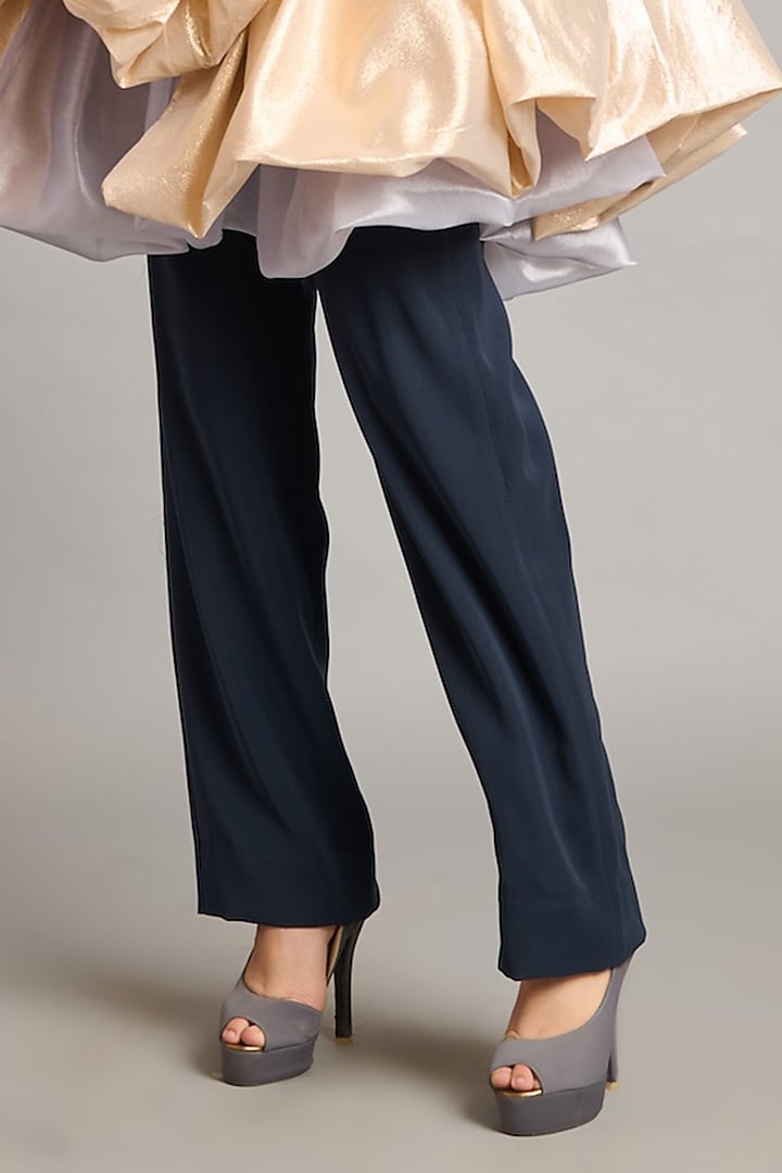 Slate Grey Microfiber & Heavy Knit Pants by Siddartha Tytler at Pernia's Pop Up Shop