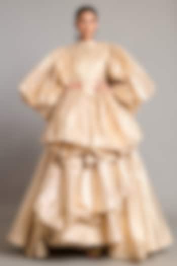 Gold Lamme Layered Skirt by Siddartha Tytler at Pernia's Pop Up Shop