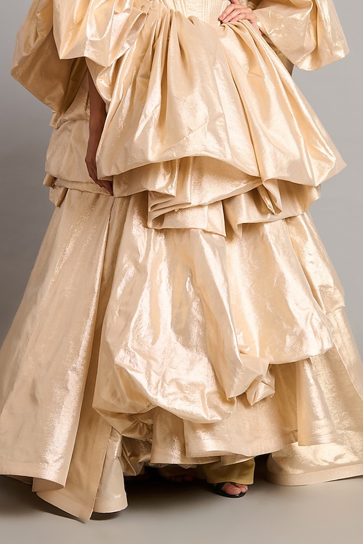 Gold Lamme Layered Skirt by Siddartha Tytler at Pernia's Pop Up Shop