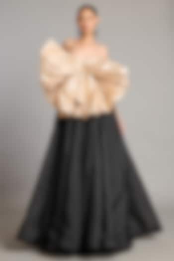 Black & Gold Organza Corset Ball Wedding Gown by Siddartha Tytler at Pernia's Pop Up Shop