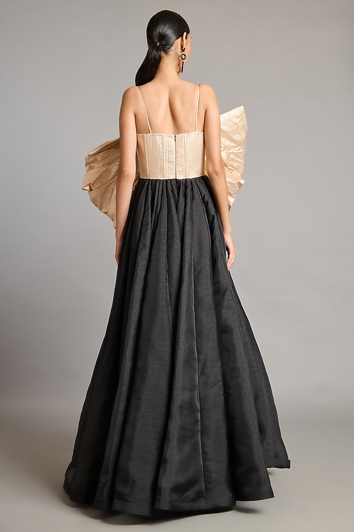 Black & Gold Organza Corset Ball Wedding Gown by Siddartha Tytler at Pernia's Pop Up Shop