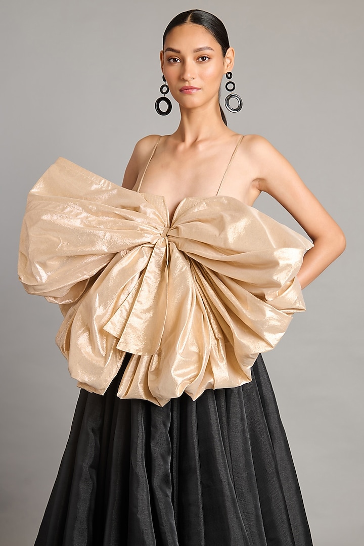 Black & Gold Organza Corset Ball Wedding Gown by Siddartha Tytler at Pernia's Pop Up Shop