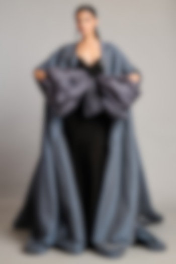 Slate Grey Raw Silk & Dupion Jacket by Siddartha Tytler at Pernia's Pop Up Shop